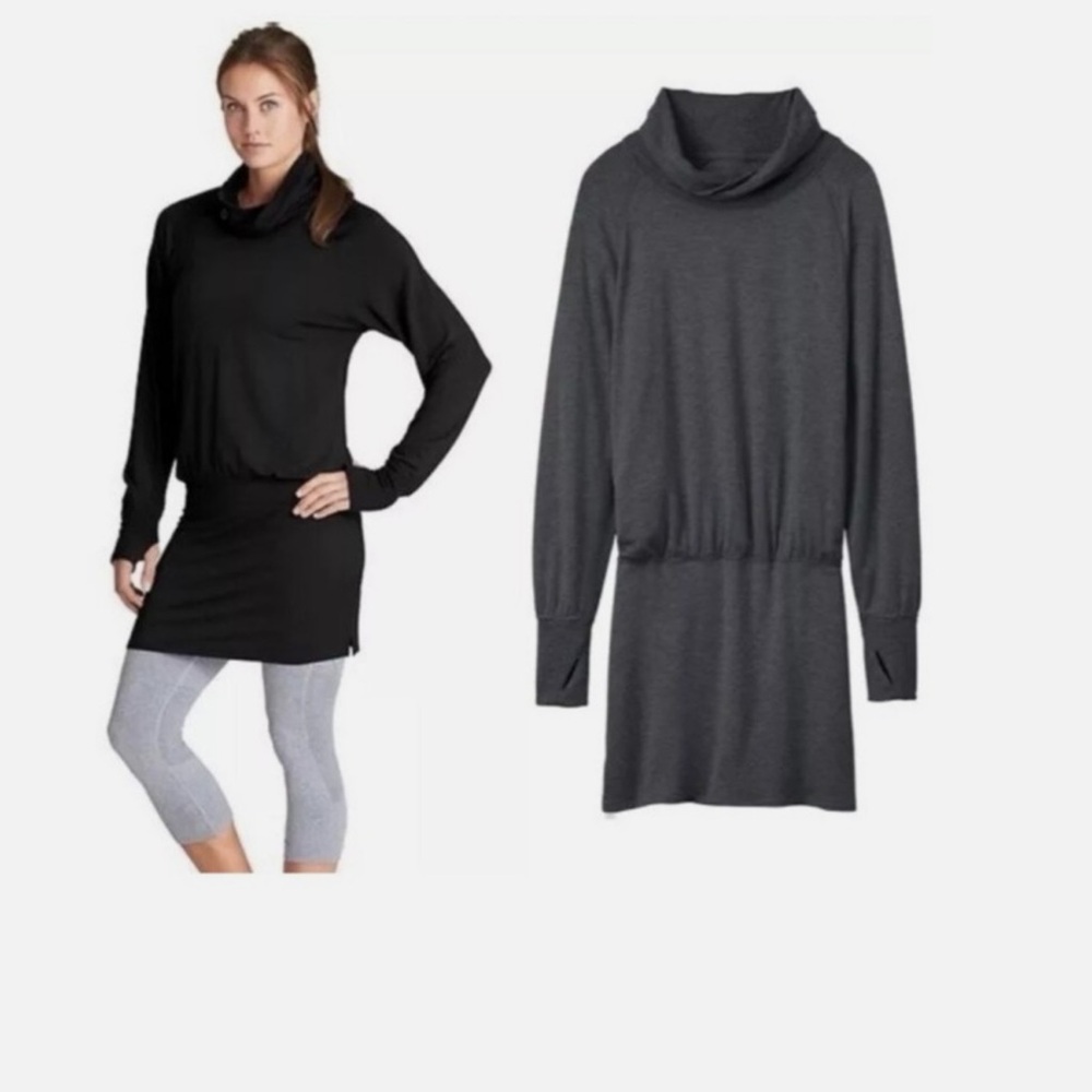 Athleta Woman's Duran Dolman Tunic‎ Dress Gray Black Size Large